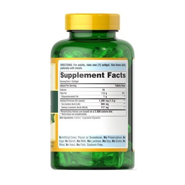 Evening Primrose Oil 1300 mg with GLA - 120 softgels 2023-10-4593 фото