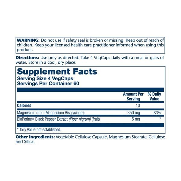 Magnesium Glycinate 350mg - 120 vcaps 2022-10-1798 фото