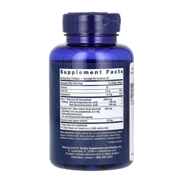 Super Omega-3 EPA/DHA Fish Oil Sesame Lignans & Olive Extract	- 60 softgels 2022-10-1939 фото